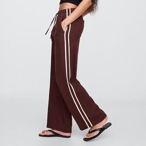 GAP Factory Mid Rise Linen Blend Wide-Leg Pants in Chocolate Bar Stripe |XL| GUC